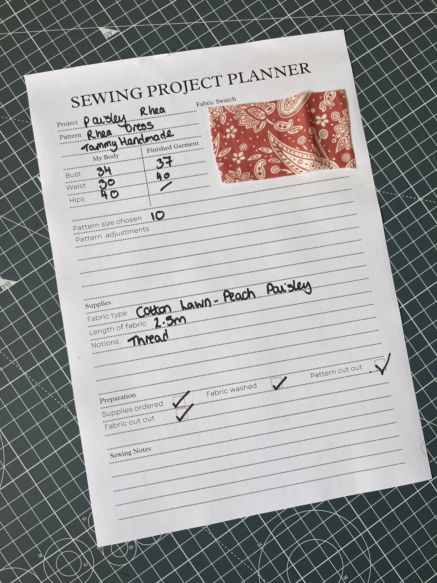 Sewing Project Planner
